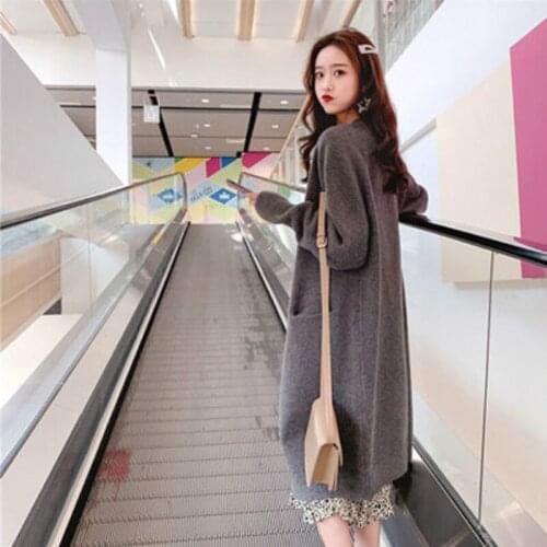 2020 New Women Autumn Winter Fashion Casual Long Cardigan Sweaters Female Elegant Ladies Long Sleeve Solid Knitting Coats D09