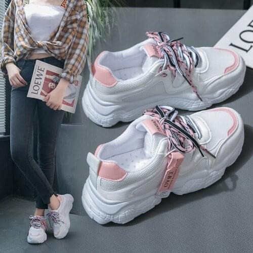 2021 Autumn new sports shoes thick-soled white shoes casual sports running single shoes vulcanized womens shoes