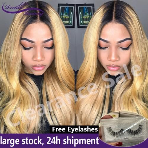 1B/30 13x4 Lace Front Wig Brazilian Remy Curly Hair Ombre Human Hair Colored Wigs Pre plucked Human Hair Wigs Dream Beauty