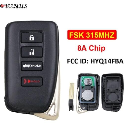 4 Button Full Intelligent Remote Key (SUV) Board 2110 FSK 315MHz 8A Chip TOY12 for Lexus NX200 (Matte Surface) FCC ID: HYQ14FBA