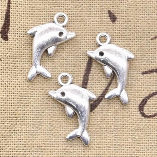 20pcs Charms Lovely Dolphin 23x13mm Antique Bronze Silver Color Pendants Making DIY Handmade Tibetan Bronze Silver Color Jewelry