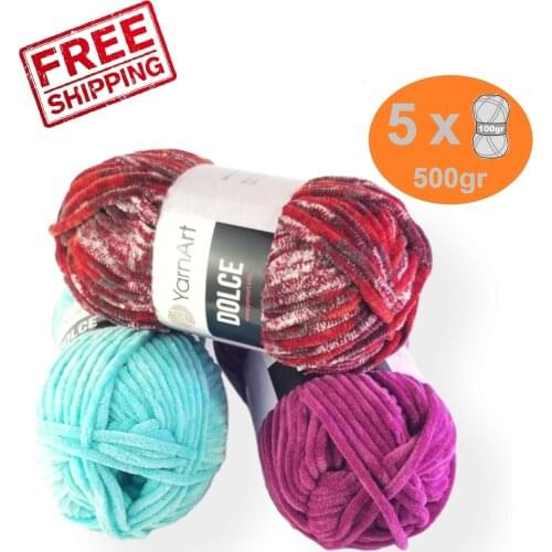 Yarnart Dolce Yarn Velvet 5x100gr-120m %100 Micro Polyester Blankets Sweaters Toys Home Decor Pillows Crochet Knitting Mink Soft