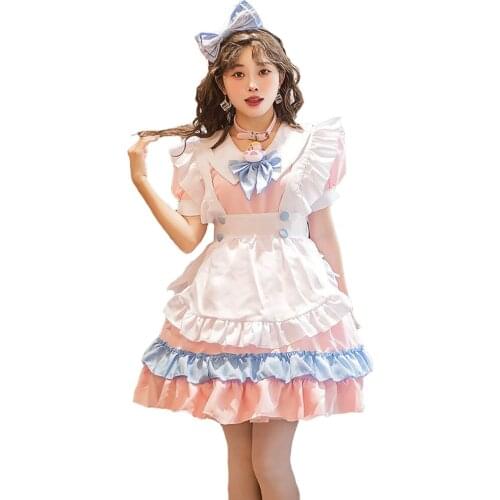 Plus Size Sweet Lolita Dress French Waiter Costume Women Sexy Pinafore Cute Ouji Maid Outfit Halloween Cosplay For Girl Q367