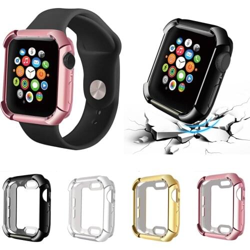 Silicone Cover for Apple Watch 40mm 44mm Case TPU Shell Shockproof Plated Soft Case for iWatch Series 4 Cover