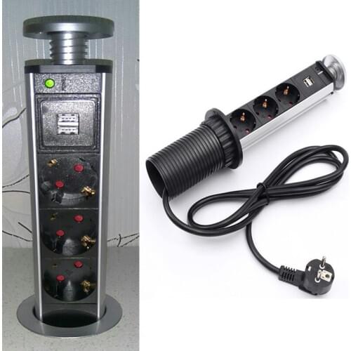 EU Standard Wall Power Socket Kitchen Office Desktop Socket Countertop Point Pull Retractable Socket Outlet 220V socket eu 10pcs