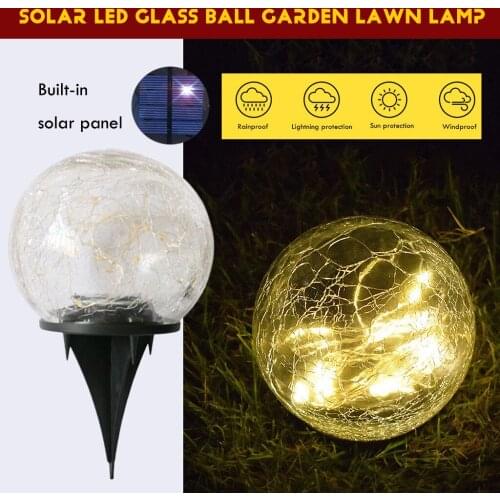 LED Solar Glass Ball Under Ground Lamp Wireless Crackle Glass Light Warm White Night Lamp Garden Modern Glass Decor Craft
