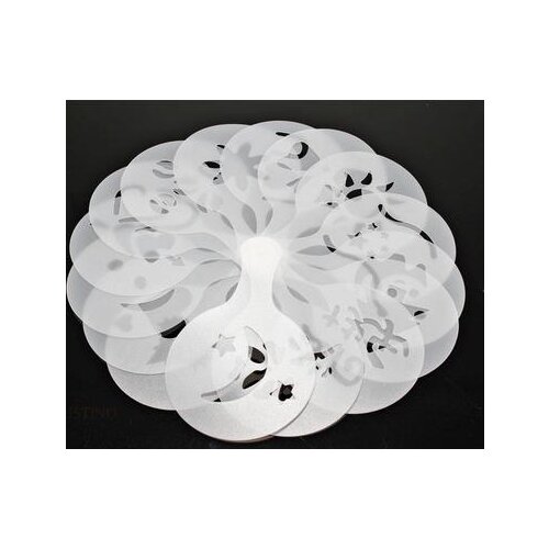 2020 16Pcs/set Fashion Cappuccino Coffee Barista Stencils Template Strew Pad Duster Spray Tools