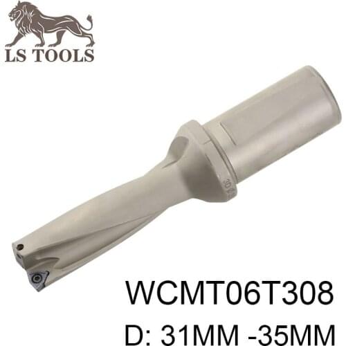 WC stype U drill Diamter 31mm-35mm CNC indexable U drill 2D/3D shank 32mm drill bits use WCMT06T308 inserts lathe CNC mechine