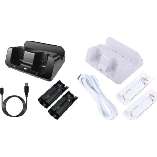 C1FB Charging Station Dock Stand Charger for Wii Remote Controller for Wii U Gamepad with Batteries and USB Charging Cord