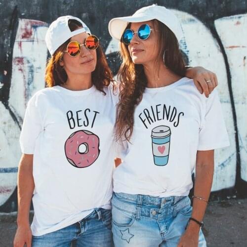 BFF Female T-shirt Best Friends T Shirt Harajuku Kawaii Paired T-shirts White Tshirt New Arrival 2019 Tumblr Tshirt Streetwear