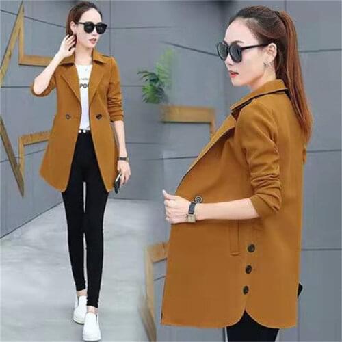 Womens Plus Size Trench Coat 2020 Spring Autumn Solid color Windbreaker Trench Casual Tops Female