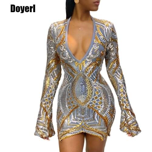 Women Sequin Bodycon Dress Autumn Winter Sheer Mesh Elegant Party Luxury Dress Evening Sparkly Glitter Mini Sexy Club Dresses
