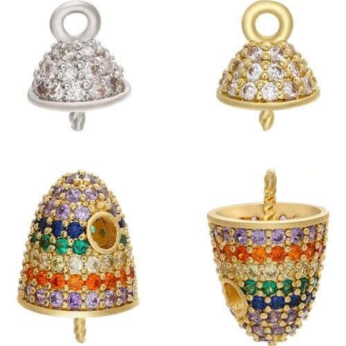 ZHUKOU gold/rainbow/silver color CZ crystal small pendant for women DIY handmade earrings supplies accessories model:VD772