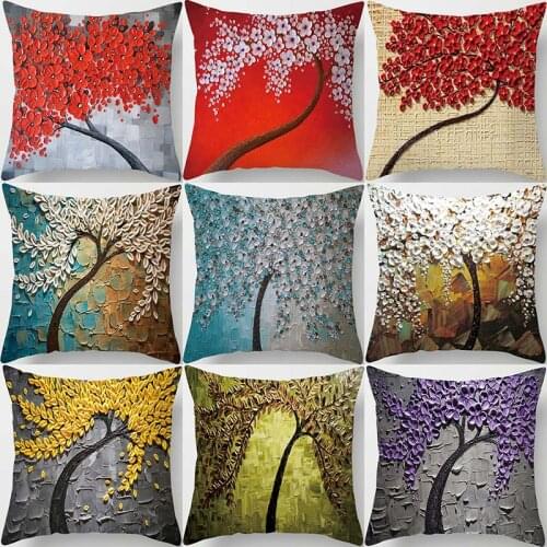 1Pcs Flower Tree Pattern 45*45CM Decorative Cushions Pillowcase Polyester Cushion Cover Throw Sofa Decoration Pillowcover 40896