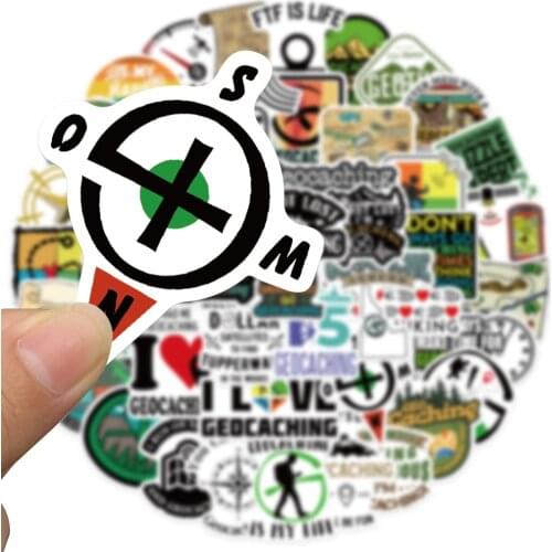 10/50pcs Outdoor Geocaching Stickers Waterproof Skateboard Guitar Luggage Motorcycle Laptop Graffiti Sticker Kid Toy