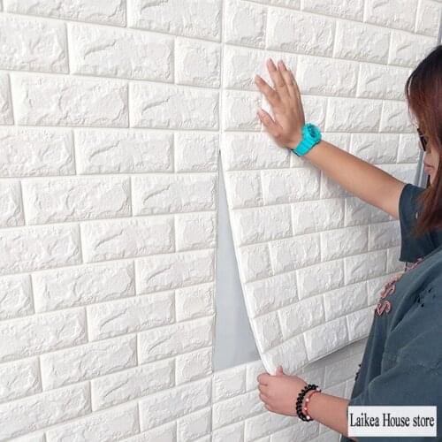 10PCS 3D Wall Sticker Imitation Brick Bedroom Decor Waterproof Self-adhesive Wallpaper For Living Room Kitchen TV Backdrop Decor