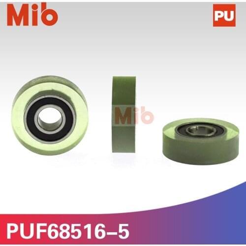 10pcs/lot low noise 5*16*5mm Polyurethane PU soft Rubber Bearing 605RS sorting machine sliding roller pulley wheel PUF68516-5