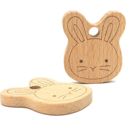 20pcs 70mm big RABBIT GERMANY WOOD beech pendent WOODEN TEETHER large baby wood teether EA56