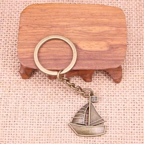 20pcs New Fashion Keychain 30x25mm ship boat Pendants DIY Men Jewelry Car Key Chain Ring Holder Souvenir For Gift