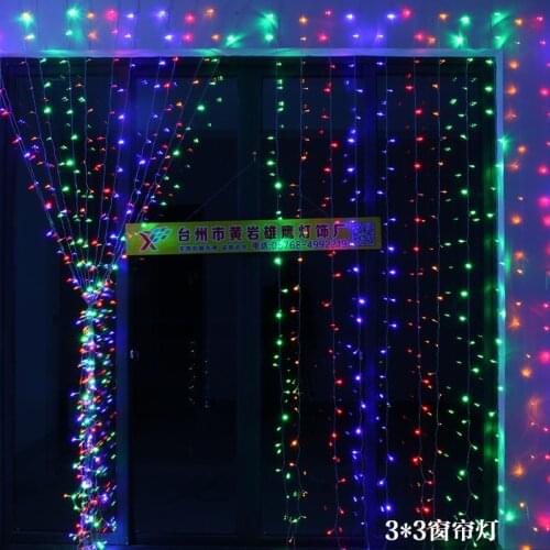 2020 Spotlight Christmas Lights Christmas Product Trade Export Scene Layout Outdoor Waterproof Solar Lights Curtain 3*3 Light