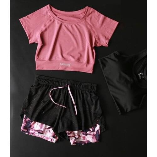 3 pcs/set Women Sport Wear Sport Running Shirt Sports bra Fitness Pants Leggings Tracksuit Gym shorts Yoga Set