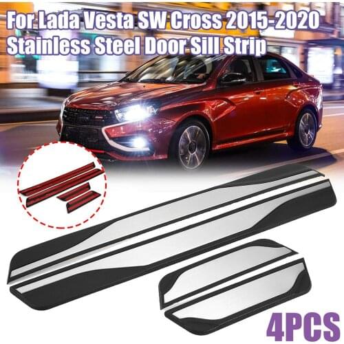 4PCS Stainless Door Sill Scuff Plate Guard Pedal Protectors For Lada Vesta SW Cross 2015-2020