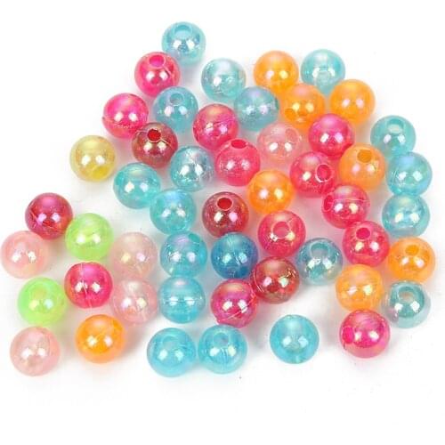 500-50Pcs Mixed Clear AB Colorful Round Acrylic Beads For Jewelry Marking Bracelet Charm Needlework Accessories Jewelry Finding