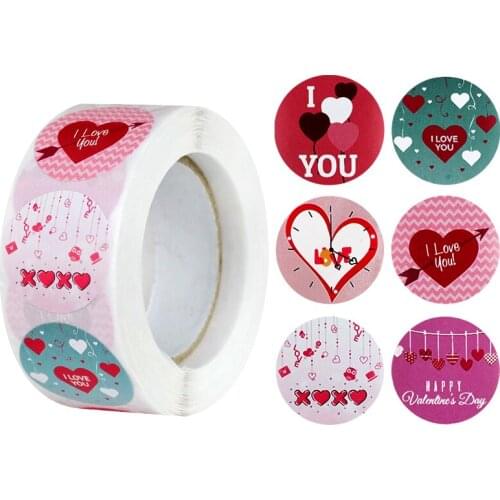 500Pcs 2.5cm Valentines Day Gift Stickers I LOVE YOU Heart Paper Stickers For Valentines Day Wedding Party Gift Box Seal Label