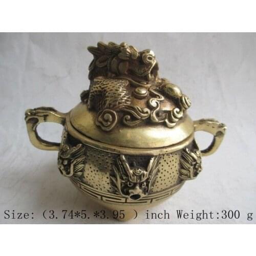 9.5 cm */China collection beautiful brass incense burner, Kowloon