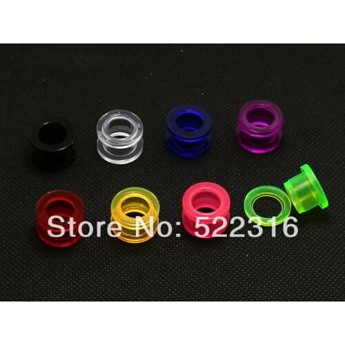 JEWEL acrylic screw fit flesh tunnel ear plug gauges mix size 2mm-12mm colors wholesale body piercing jewelry free shipping