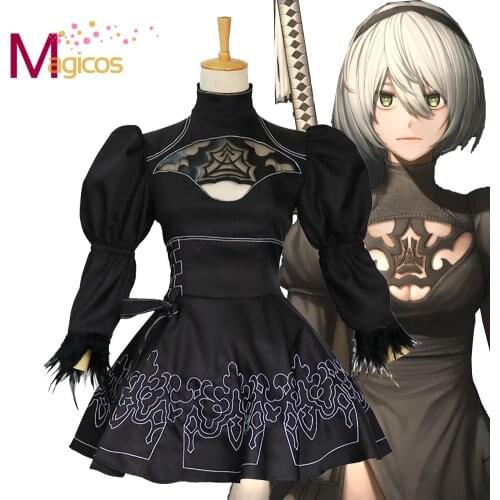 Anime Nier Automata Yorha 2B Cosplay Suit Women Outfit Disguise Costume Set Fancy Halloween Girls Party Black Dress