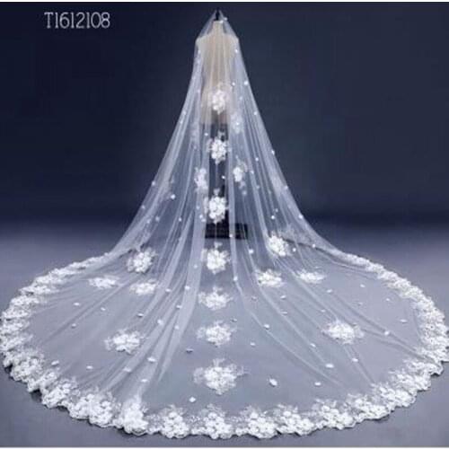 Free Shipping Real Photos 3M White/Ivory Wedding Veil long Bridal Veil Head Veil Wedding Accessories Hot Sell EE2108