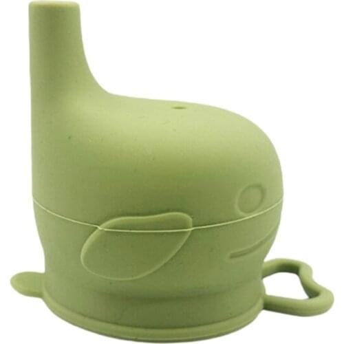 Baby Food Grade Silicone Sippy Cup Lid Dolphin Shaped Spill Proof Straw Mug Cover Case Water Bottle Cap