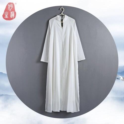 Miaosheng lotus designer womens dress Chinese standing collar long shirt tea dress womens Zen dress party holiday incense Road