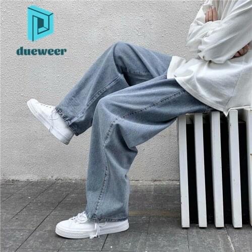 DUEWEER Mens Jeans Autumn Casual Loose Trousers Streetwear Men Retro Hip Hop Plus Size Wide Leg Baggy Denim Pants