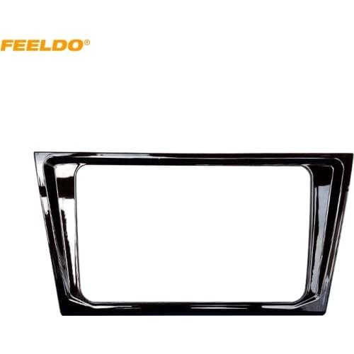 FEELDO Glossy Black Car 2DIN DVD Radio Stereo Fascia Frame For Volkswagen Bora 2013-2015 Dash Panel Frame Refitting Installation