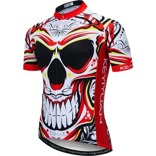 KEYIYUAN 2021 MTB Mens Cycling Clothing Bike Clothes Breathable Anti-UV Mountain Road Racing Short Top Wielren Kleding Heren