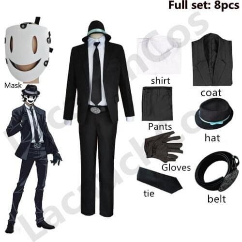 Anime cosplay Costume Tenkuu Shinpan High-Rise Invasion Cosplay Mask hat PVC White Mask Japanese Samurai Costume And Gloves