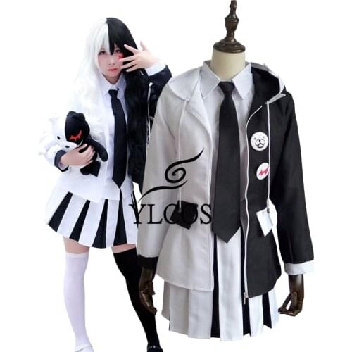 Anime Danganronpa Monokuma Costume Cosplay Uniform Halloween Party Girls Dress Full Set Custom Made