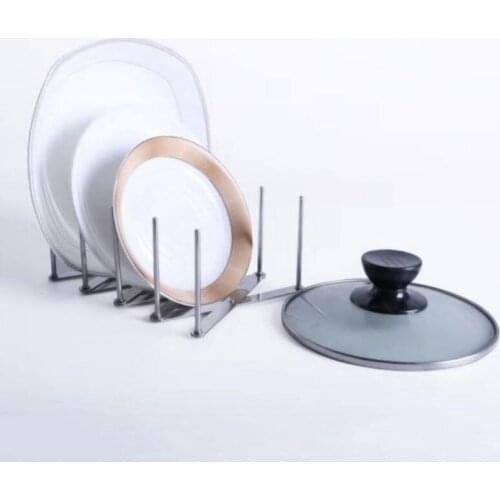 Kitchen Organizer Stainless Steel Pot Lid Dish Holder Rack Steamer Shelf Tray Cookware Adjustable Length Kitchen Storage