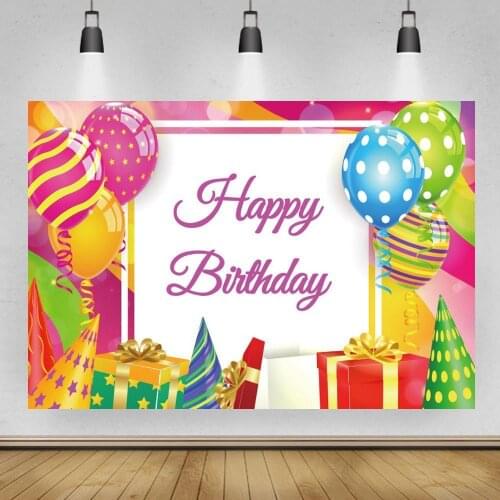 Cartoon Balloon Happy Birthday Party Banner Photography Background Decor Baby Shower Children Photo Booth Studio Props Backdrops
