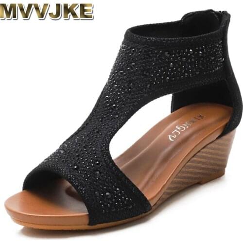 MVVJKE 2021Bohemia peep toe sandals wedges shoes for women Roman Summer Gladiator shoes Mother shoes Plus Size Platform Sandals