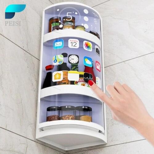 PEISI Punch-free Bathroom Shelf Wall Mounted Shower Gel Shower Organizer Storage Rack Home Kitchen Bathroom Accessories Set