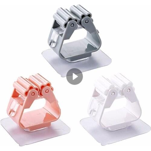 1PCS Wall Mounted Mop Clip Organizer Holder Brush Broom Hanger Home Storage Rack Punch-free Bathroom Suction Hanging Pipe Hooks