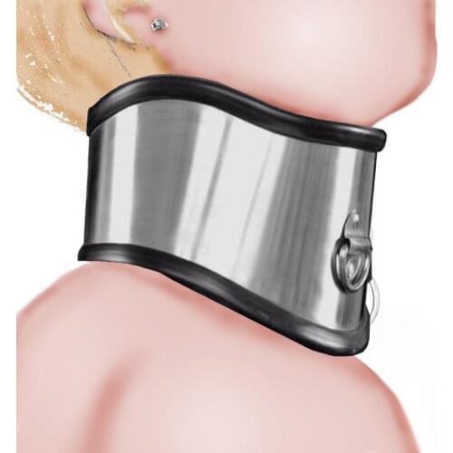Stainless Steel Neck Collar Bdsm Bondage Lockable Chastity Belts Fetish Dog Collar Neck Harness Collar With Leash Chain Sex Toys