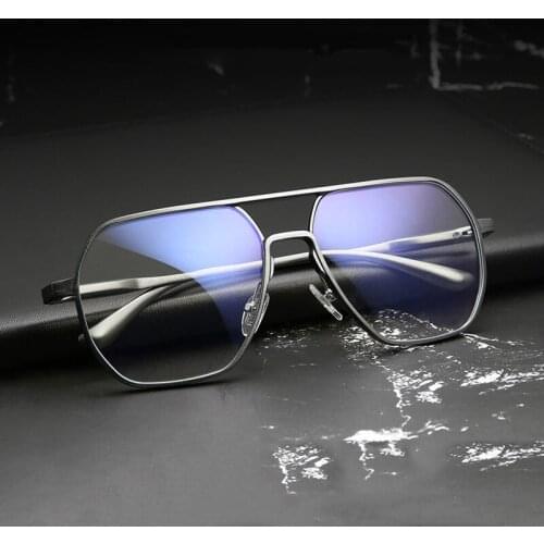 Aluminum Oversized Glasses Frame Men Women Vintage Square Eyewear Computer Blue Light Blocking Glasses Optical Eyeglasses Frames