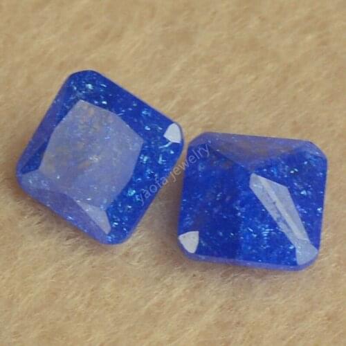 Sale 3*3~15*15mm B8 Deep Blue Color Dyed Ice Stone Octagon Square Princess Shape Loose Synthetic Cubic Zirconia CZ Gems For DIY