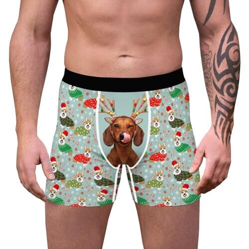 Boxer Shorts Funny Christmas Cartoon Dog Print Underpants Mens Pant Underwear Cotton for Male Gift Sexy Large Size Soft Briefs