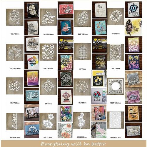 Mix Flower Round Square Frame Leaves Gear Lace Hollowed Metal Cutting Dies Decorate Cards Scrapbook Craft Hot Stencils Diy Die