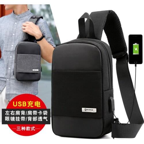 Men Chest Shoulder Bags For Usb Charging Crossbody Sling Waterproof Fashion Stylish Chest Nylon Sling Bag For Pouch Waist Male